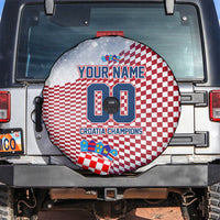 Personalized Croatia Football Eagle Mascot Spare Tire Cover Checkerboard Pattern - Accent Splatters