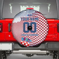 Personalized Croatia Football Eagle Mascot Spare Tire Cover Checkerboard Pattern - Accent Splatters