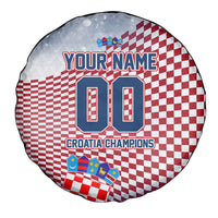 Personalized Croatia Football Eagle Mascot Spare Tire Cover Checkerboard Pattern - Accent Splatters