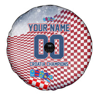 Personalized Croatia Football Eagle Mascot Spare Tire Cover Checkerboard Pattern - Accent Splatters