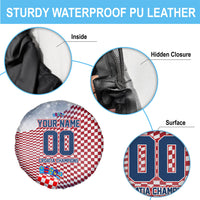 Personalized Croatia Football Eagle Mascot Spare Tire Cover Checkerboard Pattern - Accent Splatters