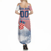 Personalized Croatia Football Eagle Mascot Summer Maxi Dress Checkerboard Pattern - Accent Splatters