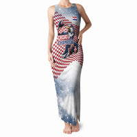 Personalized Croatia Football Eagle Mascot Tank Maxi Dress Checkerboard Pattern - Accent Splatters