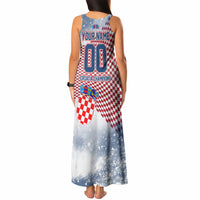 Personalized Croatia Football Eagle Mascot Tank Maxi Dress Checkerboard Pattern - Accent Splatters