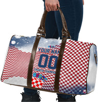 Personalized Croatia Football Eagle Mascot Travel Bag Checkerboard Pattern - Accent Splatters