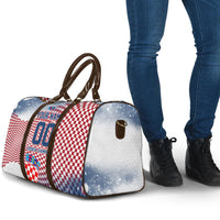 Personalized Croatia Football Eagle Mascot Travel Bag Checkerboard Pattern - Accent Splatters