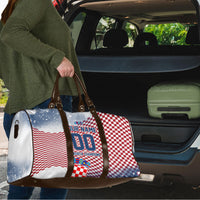 Personalized Croatia Football Eagle Mascot Travel Bag Checkerboard Pattern - Accent Splatters