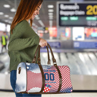 Personalized Croatia Football Eagle Mascot Travel Bag Checkerboard Pattern - Accent Splatters
