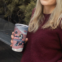 Personalized Croatia Football Eagle Mascot Tumbler Cup Checkerboard Pattern - Accent Splatters