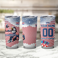 Personalized Croatia Football Eagle Mascot Tumbler Cup Checkerboard Pattern - Accent Splatters
