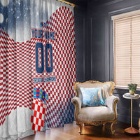 Personalized Croatia Football Eagle Mascot Window Curtain Checkerboard Pattern - Accent Splatters