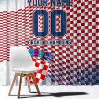 Personalized Croatia Football Eagle Mascot Window Curtain Checkerboard Pattern - Accent Splatters