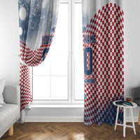 Personalized Croatia Football Eagle Mascot Window Curtain Checkerboard Pattern - Accent Splatters