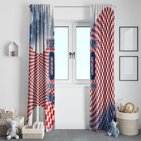 Personalized Croatia Football Eagle Mascot Window Curtain Checkerboard Pattern - Accent Splatters