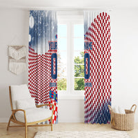 Personalized Croatia Football Eagle Mascot Window Curtain Checkerboard Pattern - Accent Splatters