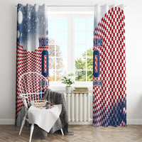 Personalized Croatia Football Eagle Mascot Window Curtain Checkerboard Pattern - Accent Splatters