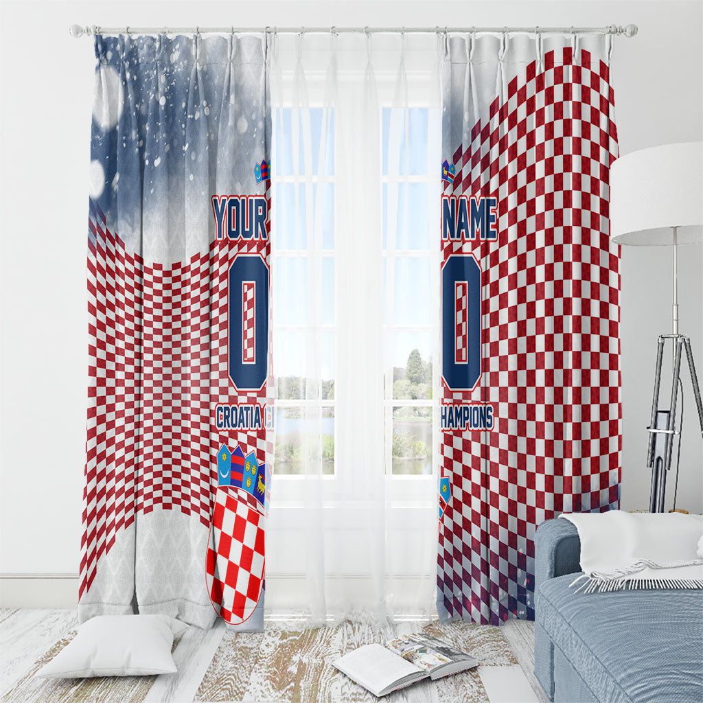 Personalized Croatia Football Eagle Mascot Window Curtain Checkerboard Pattern - Accent Splatters
