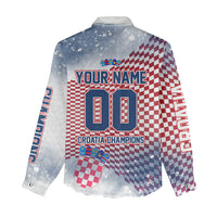 Personalized Croatia Football Eagle Mascot Women Casual Shirt Checkerboard Pattern - Accent Splatters
