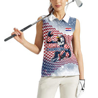 Personalized Croatia Football Eagle Mascot Women Sleeveless Polo Shirt Checkerboard Pattern - Accent Splatters