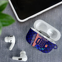 Personalized Croatia Football AirPods Case Checkerboard Graphic - Golden Champion Trophy And Flag