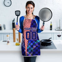 Personalized Croatia Football Apron Checkerboard Graphic - Golden Champion Trophy And Flag