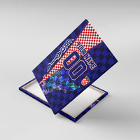 Personalized Croatia Football Canvas Wall Art Checkerboard Graphic - Golden Champion Trophy And Flag