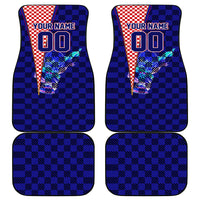Personalized Croatia Football Car Mats Checkerboard Graphic - Golden Champion Trophy And Flag