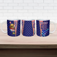 Personalized Croatia Football Ceramic Mug Checkerboard Graphic - Golden Champion Trophy And Flag