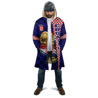 Personalized Croatia Football Cloak Checkerboard Graphic - Golden Champion Trophy And Flag