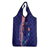 Personalized Croatia Football Grocery Bag Checkerboard Graphic - Golden Champion Trophy And Flag