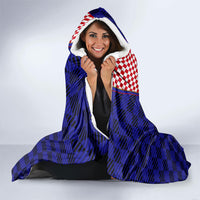 Personalized Croatia Football Hooded Blanket Checkerboard Graphic - Golden Champion Trophy And Flag