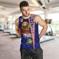 Personalized Croatia Football Men Tank Top Checkerboard Graphic - Golden Champion Trophy And Flag