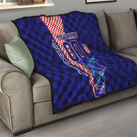 Personalized Croatia Football Quilt Checkerboard Graphic - Golden Champion Trophy And Flag