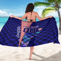 Personalized Croatia Football Sarong Checkerboard Graphic - Golden Champion Trophy And Flag