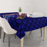 Personalized Croatia Football Tablecloth Checkerboard Graphic - Golden Champion Trophy And Flag
