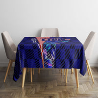 Personalized Croatia Football Tablecloth Checkerboard Graphic - Golden Champion Trophy And Flag
