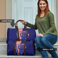 Personalized Croatia Football Travel Bag Checkerboard Graphic - Golden Champion Trophy And Flag