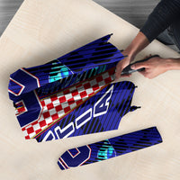 Personalized Croatia Football Umbrella Checkerboard Graphic - Golden Champion Trophy And Flag