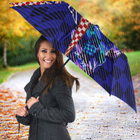 Personalized Croatia Football Umbrella Checkerboard Graphic - Golden Champion Trophy And Flag