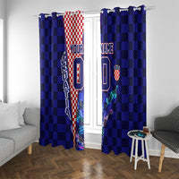 Personalized Croatia Football Window Curtain Checkerboard Graphic - Golden Champion Trophy And Flag