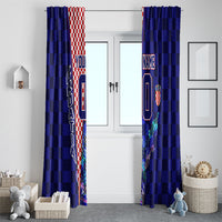 Personalized Croatia Football Window Curtain Checkerboard Graphic - Golden Champion Trophy And Flag