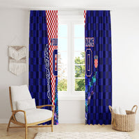 Personalized Croatia Football Window Curtain Checkerboard Graphic - Golden Champion Trophy And Flag