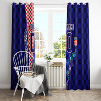 Personalized Croatia Football Window Curtain Checkerboard Graphic - Golden Champion Trophy And Flag
