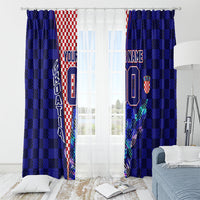 Personalized Croatia Football Window Curtain Checkerboard Graphic - Golden Champion Trophy And Flag