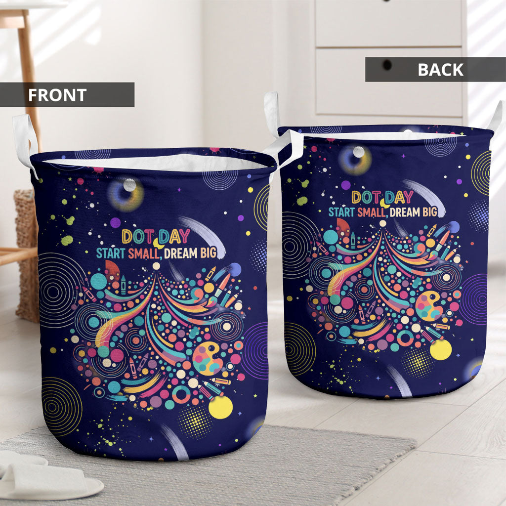 Dot Day Make Your Mark Laundry Basket Colorful Celestial Watercolor Circles And Swirling Polka Dots