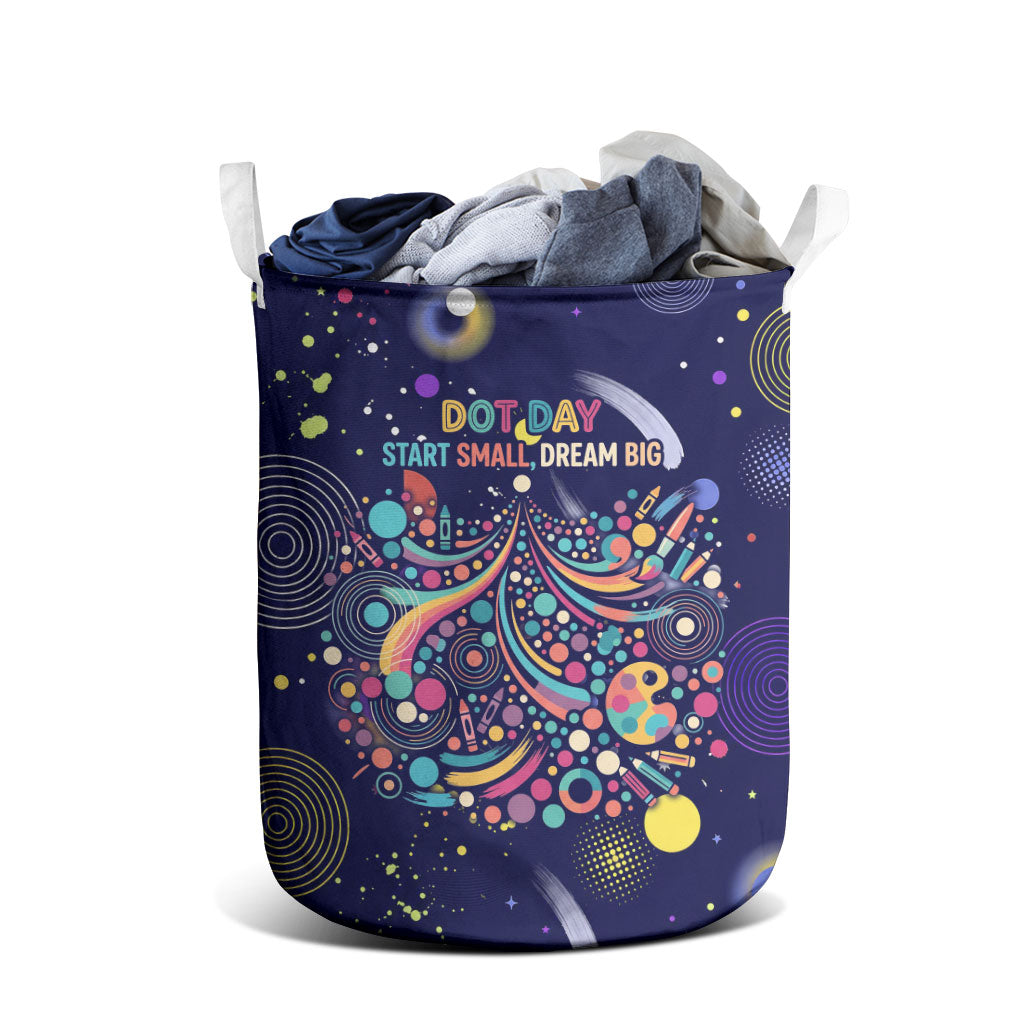 Dot Day Make Your Mark Laundry Basket Colorful Celestial Watercolor Circles And Swirling Polka Dots