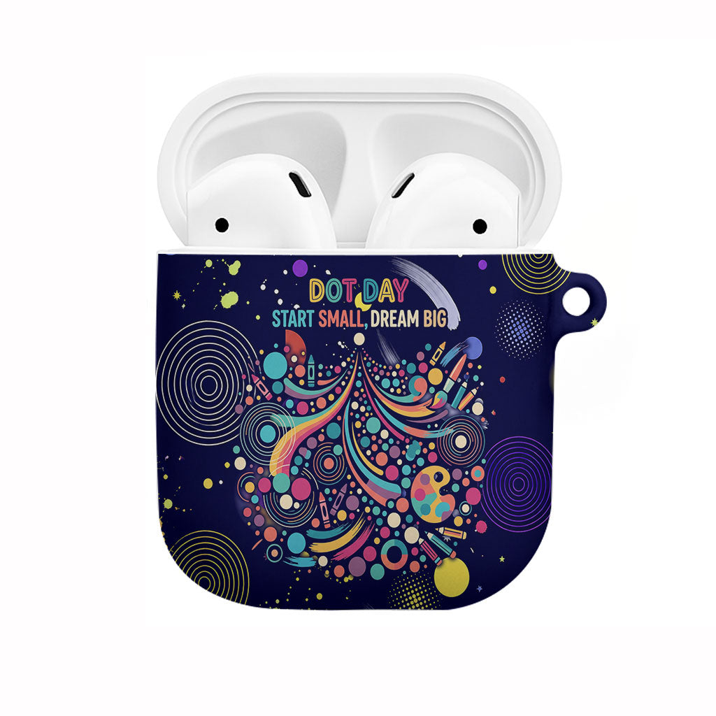 Dot Day Make Your Mark AirPods Case Colorful Celestial Watercolor Circles And Swirling Polka Dots