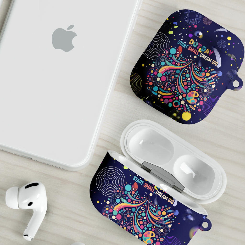 Dot Day Make Your Mark AirPods Case Colorful Celestial Watercolor Circles And Swirling Polka Dots