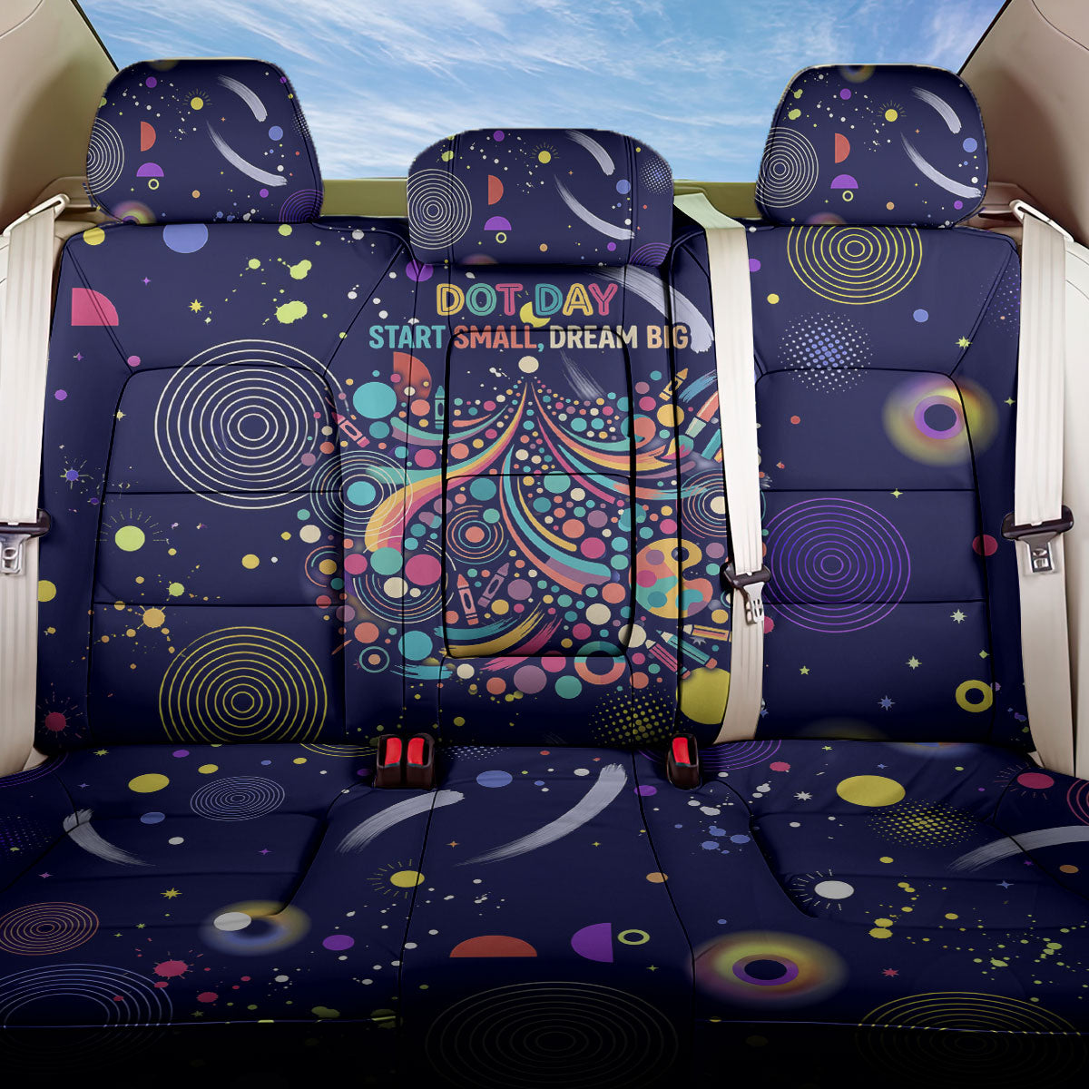 Dot Day Make Your Mark Back Car Seat Cover Colorful Celestial Watercolor Circles And Swirling Polka Dots