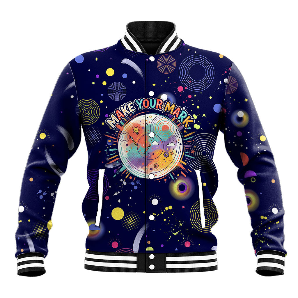 Dot Day Make Your Mark Baseball Jacket Colorful Celestial Watercolor Circles And Swirling Polka Dots